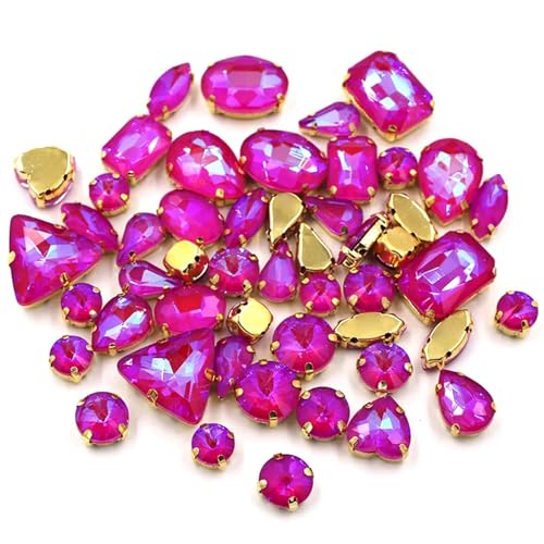 ZBORAVPIX Strass-Glaskristalle ， Glaskristalle ， Strass-Glas AB-Glas-Strasssteine ​​zum Aufnähen, Mehrfarbig, mehrere Größen, 50 Stück(Rose) von ZBORAVPIX