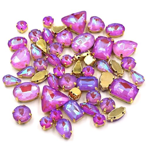 ZBORAVPIX Strass-Glaskristalle ， Glaskristalle ， Strass-Glas AB-Glas-Strasssteine ​​zum Aufnähen, Mehrfarbig, mehrere Größen, 50 Stück(Violet) von ZBORAVPIX