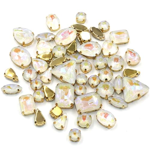 ZBORAVPIX Strass-Glaskristalle ， Glaskristalle ， Strass-Glas AB-Glas-Strasssteine ​​zum Aufnähen, Mehrfarbig, mehrere Größen, 50 Stück(White) von ZBORAVPIX