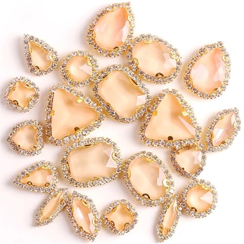 ZBORAVPIX Strass-Glaskristalle ， Glaskristalle ， Strass-Glas Glaskristall-Strasssteine ​​zum Aufnähen, Flache Rückseite, Mehrfarbig, 20 Stück(A13 Champagne) von ZBORAVPIX