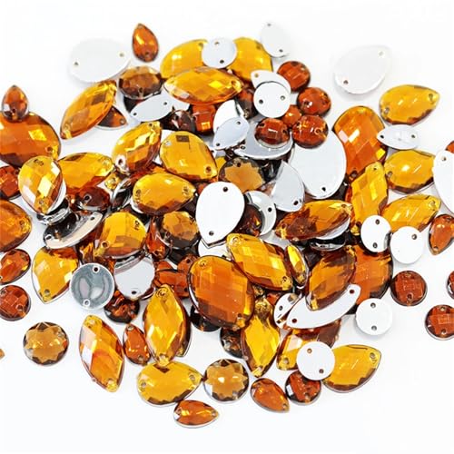 ZBORAVPIX Strass-Glaskristalle ， Glaskristalle ， Strass-Glas Strasssteine ​​zum Aufnähen, Acryl, Verschiedene Formen, Verschiedene Größen, 100 Stück(Coffee) von ZBORAVPIX