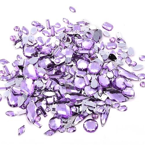 ZBORAVPIX Strass-Glaskristalle ， Glaskristalle ， Strass-Glas Strasssteine ​​zum Aufnähen, Acryl, Verschiedene Formen, Verschiedene Größen, 100 Stück(Tanzanite) von ZBORAVPIX