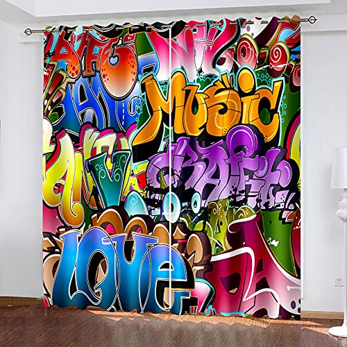 ZCFGG 2 Stücke Gardinen Kinderzimmer Mädchen Buchstaben Graffiti Mode 280 x 245cm Gardinen Blickdicht Vorhang Schlafzimmer Ösen Vorhänge Blickdicht ZCFGG 2 Stücke Gardinen Kinderzimmer Mädchen Buchstaben Graffiti Mode 280 x 245cm Gardinen Blickdicht Vorhang Schlafzimmer Ösen Vorhänge Blickdicht von ZCFGG