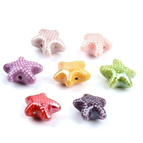 ZCHNB 20 x 17 mm, 30 Stück, niedliche Seestern-Keramikperlen, Perlen, Perlen, DIY, handgefertigt, Hochtemperatur-Verbrennung, Armband, Halskette, Stricken, Schmuckzubehör ZCHNB 20 x 17 mm, 30 Stück, niedliche Seestern-Keramikperlen, Perlen, Perlen, DIY, handgefertigt, Hochtemperatur-Verbrennung, Armband, Halskette, Stricken, Schmuckzubehör von ZCHNB