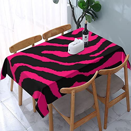 Tischdecke Pink Black Zebra Wiederverwendbare Rechteck-Tische Essbereich Polyester wasserdicht öldicht Tischbezug 137X183CM von ZCHW