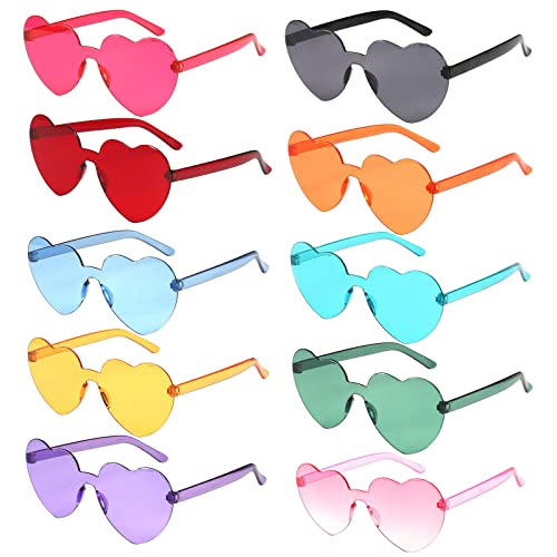 ZCOINS 10 Herz Sonnenbrille Partybrille, Hippie Brille, Randlos Buntes Herz Brille für Geburtstagsfeier Kostüm Konzert Photobooth für Kinder und Erwachsene ZCOINS 10 Herz Sonnenbrille Partybrille, Hippie Brille, Randlos Buntes Herz Brille für Geburtstagsfeier Kostüm Konzert Photobooth für Kinder und Erwachsene von ZCOINS