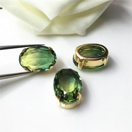 ZCSJD 48 Stück 10 x 14 mm Farbverlauf Oval Nähen auf Kristallen Metall Strass Nähen auf Strass für Abendkleider Schuhe Beuteldekoration von ZCSJD