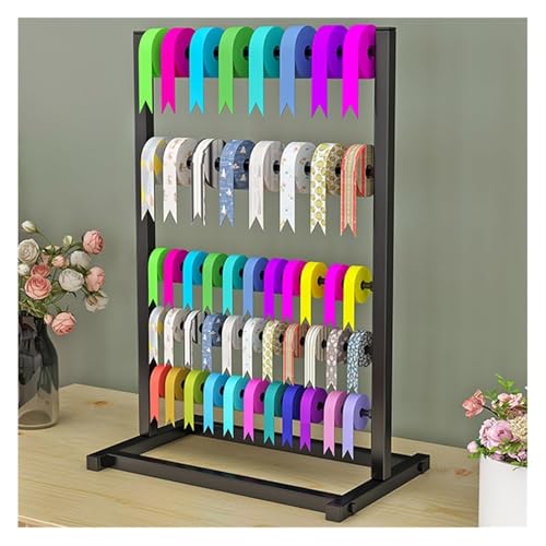 ZCXMNL Bandhalter Aus Metall, Organizer-Gestell, 5-stufiges Präsentationsregal, Lagerregal for Blumenladen, Bastelraum, Konditorei, Näh- Und Bastelnetz, Fadenbandständer(Black) von ZCXMNL