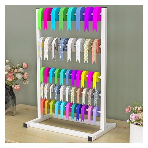 ZCXMNL Bandhalter Aus Metall, Organizer-Gestell, 5-stufiges Präsentationsregal, Lagerregal for Blumenladen, Bastelraum, Konditorei, Näh- Und Bastelnetz, Fadenbandständer(White) von ZCXMNL