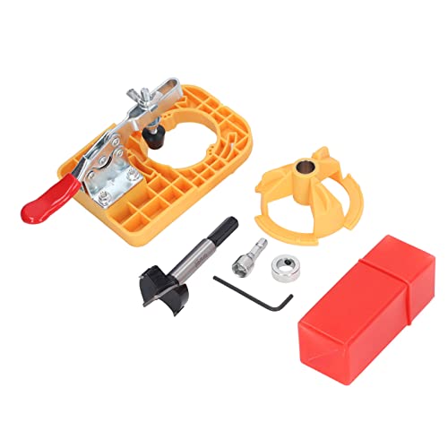 35mm Hinge Hole Opener | Accurate Woodworking Locator for Door Hinges/Cabinets/Drawers | Aluminum Alloy & Plastic Guide with Depth Limit Ring (Yellow) von ZCZDHNA