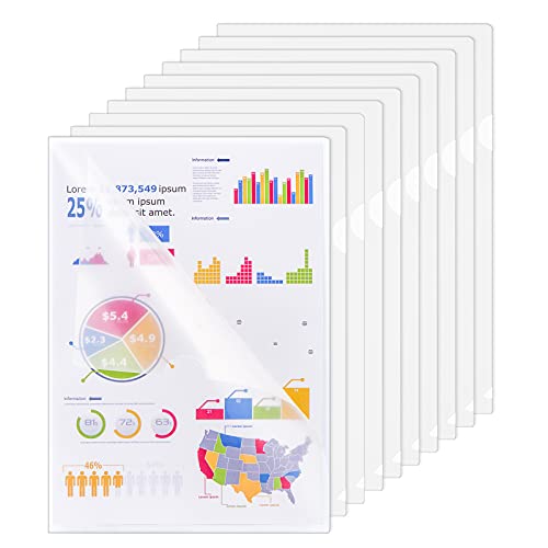 ZCZN Klarsichthüllen A4 seitlich offen, 10 Stück Aktenhülle A4 glasklar, Klarsichtfolien zum Aufbewahren oder Ordnen von Papieren, Dokumenten von ZCZN