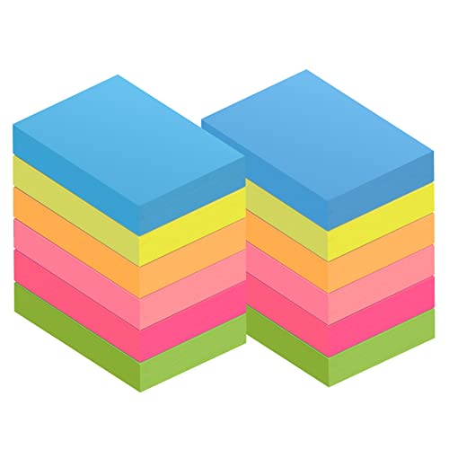 ZCZN Haftnotizen 51 x 38 mm Sticky Notes in 6 Neonfarben, Klebezettel Selbstklebende Haftnotizzettel 100 Blatt/Block, 12 Blöcke von ZCZN