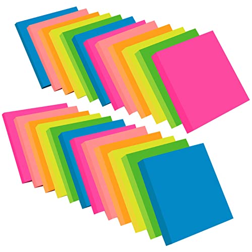 ZCZN Haftnotizen 24 Blöcke 76 x 76 mm Klebezettel, 100 Blatt/Block, Sticky Notes in 6 Neonfarben von ZCZN