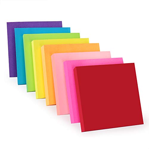 ZCZN Haftnotizen 8 Blöcke 76 x 76 mm Klebezettel, 100 Blatt/Block, Sticky Notes in 8 Neonfarben von ZCZN