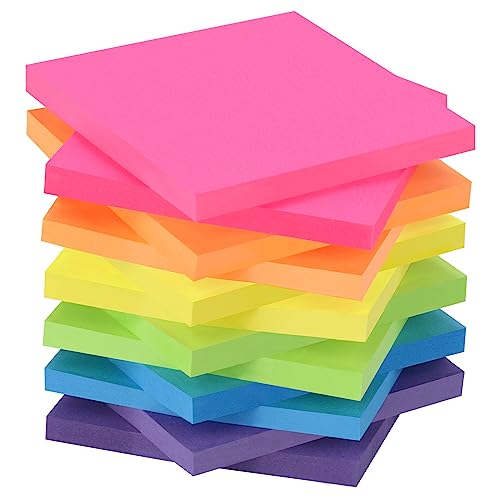 ZCZN 720pcs Haftnotizen 76 x 76 mm, 12 Blöcke Klebezettel bunt, 6 Neonfarben Sticky Notes 60 Blatt pro Block für Schule, Zuhause, Büro von ZCZN