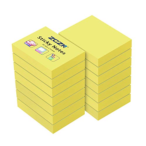 ZCZN Haftnotizen Sticky Notes Selbstklebende Haftnotizzettel Klebezettel 14 Blöcke x 100 Blatt, 51 x 38 mm, Gelb von ZCZN