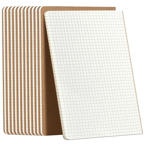 ZCZN Notizbuch A5 kariert, 12 Stück Kraft Cover Notizheft mit 30 Blatt, Heft für Büro und Schule von ZCZN