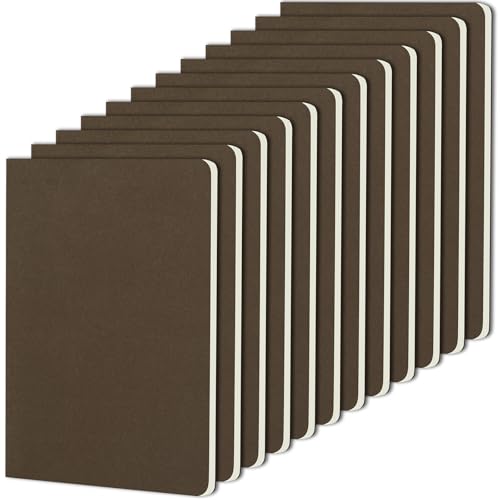 ZCZN Notizbuch A5 liniert, 12 Stück kaffeebraune Notizhefte mit 30 Blatt, Heft für Büro und Schule von ZCZN
