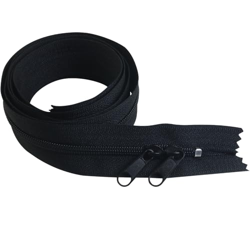 ZCZQC 2 Stück 101,6 cm schwarzer Doppelkopf-Reißverschluss, Doppelschieber, geschlossener Nylon-Spiralreißverschluss zum Nähen von Geldbörsen, Handtaschen, Kissenbezügen, Schlafsäcken ZCZQC 2 Stück 101,6 cm schwarzer Doppelkopf-Reißverschluss, Doppelschieber, geschlossener Nylon-Spiralreißverschluss zum Nähen von Geldbörsen, Handtaschen, Kissenbezügen, Schlafsäcken von ZCZQC