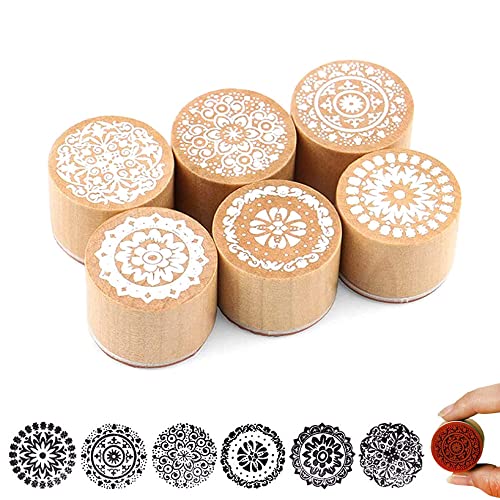 6 Stück Holz Gummistempel Stempel, Blume Motivstempel Stempel, Stempel Gummi Holz, Stempel Holzstempel, Retro Vintage Holzstempel Set, Für Stempel Diy Scrapbooking Und Kartenherstellung Dekoration von ZDDQ