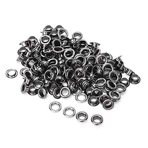 100pcs 6mm Messing Doppelsieitiger Hohlniet für Kleidungsbeutelgürtel Schuhfarbe (BLACK) von ZDETGU