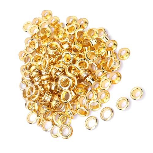 100pcs 6mm Messing Doppelsieitiger Hohlniet für Kleidungsbeutelgürtel Schuhfarbe (Golden) von ZDETGU