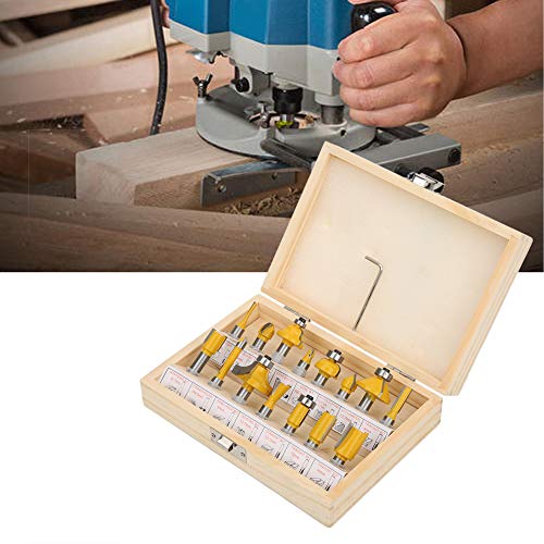 15pcs/Set Zementiertes Carbide Router Bit Holzbearbeitungsschneider -Kit mit Aufbewahrungsbox 8mm Shank Router Bit mit Box Set Kit Mahlen Milling (8 Griffe 15 Stück ein Holzkastenset) von ZDETGU