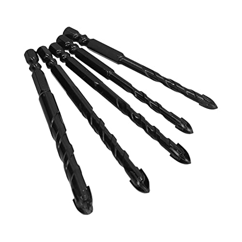 5pcs Bohrer Bit Speer Kopf Hex Shank Bohrwerkzeug Set Kit für Fliesenbetonglasgold (BLACK) von ZDETGU