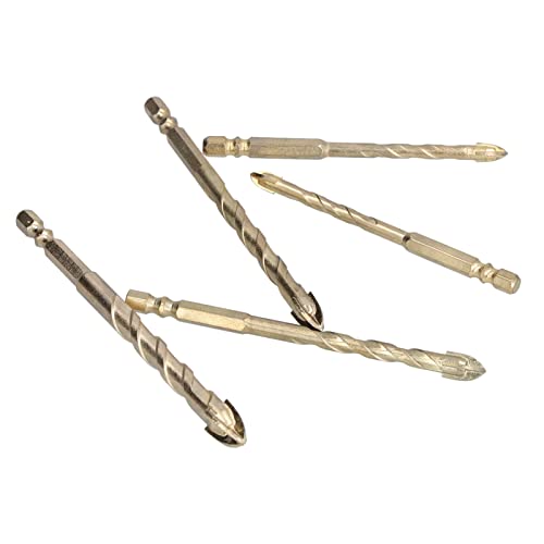 5pcs Bohrer Bit Speer Kopf Hex Shank Bohrwerkzeug Set Kit für Fliesenbetonglasgold (GOLD) von ZDETGU