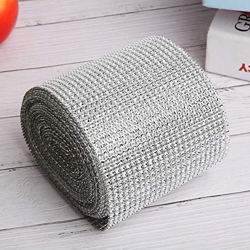 9m 24 Zeilen Elektroplierend Kunststoff Künstlicher Strassburken Mesh Hochzeitskleidungsdekoration Lila Lila (SILVER) von ZDETGU