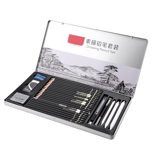 ZDETGU 29pcs Zeichnung Skizze Set Holzkohlestift mit Radiergummi Kunsthandwerk Malerei Sketching Kit ZDETGU 29pcs Zeichnung Skizze Set Holzkohlestift mit Radiergummi Kunsthandwerk Malerei Sketching Kit von ZDETGU