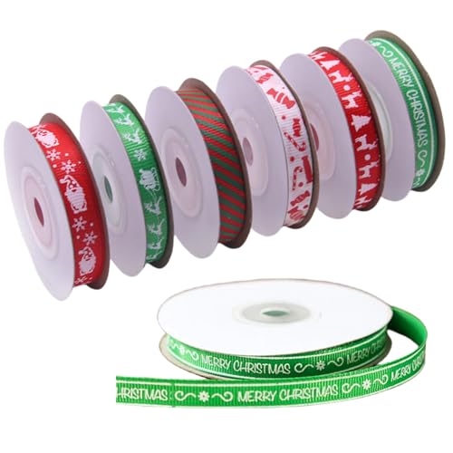 Geschenkband,6 Stück Geschenkband Weihnachten,Geschenkverpackung Schleifenband,Dekoration Präsent Geschenkbands Schleifenband,Dekoband Weihnachtsband Ripsband von ZDL