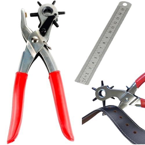 Leder Lochzangen Set,2 Stück Drehlochzange,Gürtel Locher,Ledergürtel Puncher Drehlochzange,Lochzange für Leder,Lochzange Papier Gürtel,Belt Hole Puncher,Lederlocher von ZDL