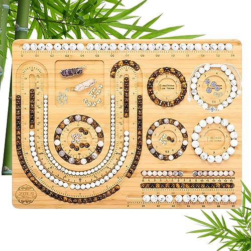 ZDLS Holz-Perlenbrett, Perlenablage für Schmuckherstellung, Schmuck-Messbrett für Armbänder und Halsketten, 39 x 29 x 1,3 cm von ZDLS