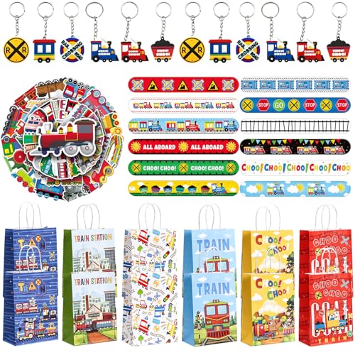 ZDNT 86PCS Zug Party Mitgebsel,Zug Party Zubehör,Zug Geburtstagsparty-Zubehör,Enthält 12 Zug Schlüsselanhänger,12 Slap Armbänder,12 Geschenktüte,50 Aufkleber für Dekoration,Geschenke,Tüten Verpacken ZDNT 86PCS Zug Party Mitgebsel,Zug Party Zubehör,Zug Geburtstagsparty-Zubehör,Enthält 12 Zug Schlüsselanhänger,12 Slap Armbänder,12 Geschenktüte,50 Aufkleber für Dekoration,Geschenke,Tüten Verpacken von ZDNT