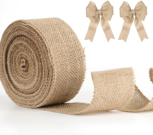 ZDNT Juteband 15m Jute Band Juteband Natur Vintage Geschenkband Juteband Rolle 6cm Breit Jute Geschenkband Burlap Band Sackleinen Band für Handwerk, Hochzeitdeko, Weihnachten,Blumenstrauß Dekoration von ZDNT