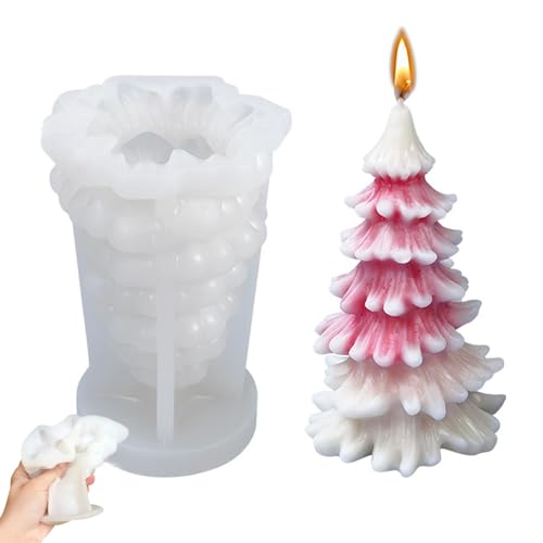 3D Weihnachtsbaum Kerzenform,Kerzenformen zum Gießen Weihnachtsbaum,Kerzen Gießen Formen Weihnachten,Kerzenform Silikon Weihnachten,3D Kerzengießform (D) von ZDQC