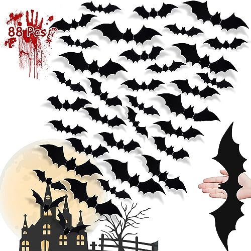 88 Stück Fledermaus Wandaufkleber,3D Fledermaus Aufkleber,Halloween Wand Fledermäuse,3D Fledermäuse Deko Wandaufkleber,Halloween Fledermaus Deko,Wasserdichtes PVC Fledermaus,Halloween Party Dekoration 88 Stück Fledermaus Wandaufkleber,3D Fledermaus Aufkleber,Halloween Wand Fledermäuse,3D Fledermäuse Deko Wandaufkleber,Halloween Fledermaus Deko,Wasserdichtes PVC Fledermaus,Halloween Party Dekoration von ZDQC