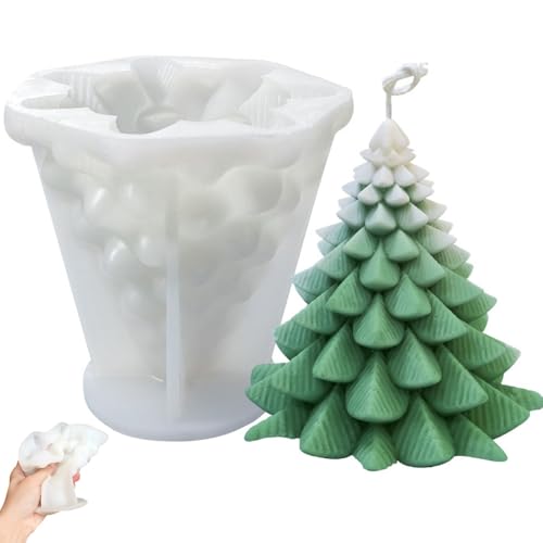 ﻿Große 3D Weihnachtsbaum Kerzenform,125×123mm Kerzenformen zum Gießen Weihnachtsbaum,Kerzen Gießen Formen Weihnachten,Kerzenform Silikon Weihnachten,3D Kerzengießform (C) von ZDQC