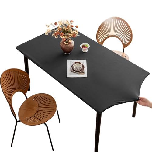 Tischdecke rutschfeste mit Gummizug, Polyester Abwischbar Tischdecke, Elastisch Wasserdicht Schmutzabweisend Tischdecken für Esstisch, Garten, innen, draußen(Dark Gray,60 x 60 cm) von ZDSDZSD