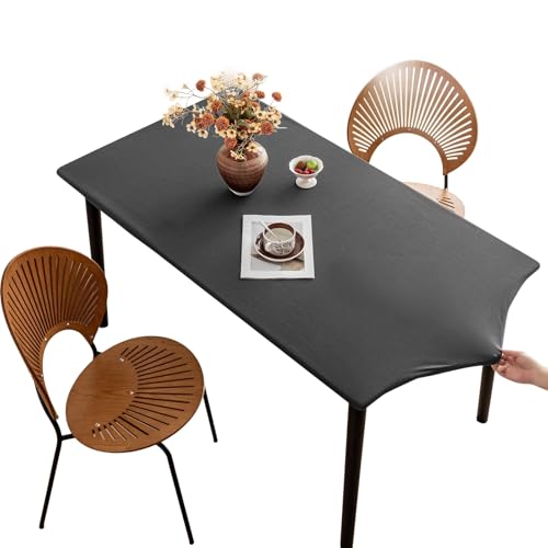 Tischdecke rutschfeste mit Gummizug, Polyester Abwischbar Tischdecke, Elastisch Wasserdicht Schmutzabweisend Tischdecken für Esstisch, Garten, innen, draußen(Gray,70 x 130 cm) von ZDSDZSD
