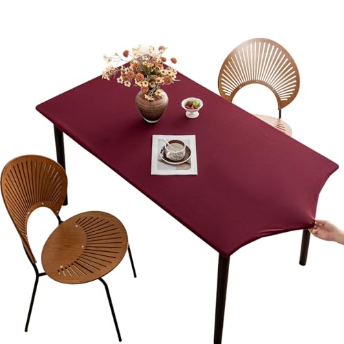 Tischdecke rutschfeste mit Gummizug, Polyester Abwischbar Tischdecke, Elastisch Wasserdicht Schmutzabweisend Tischdecken für Esstisch, Garten, innen, draußen(Red,80 x 140 cm) von ZDSDZSD