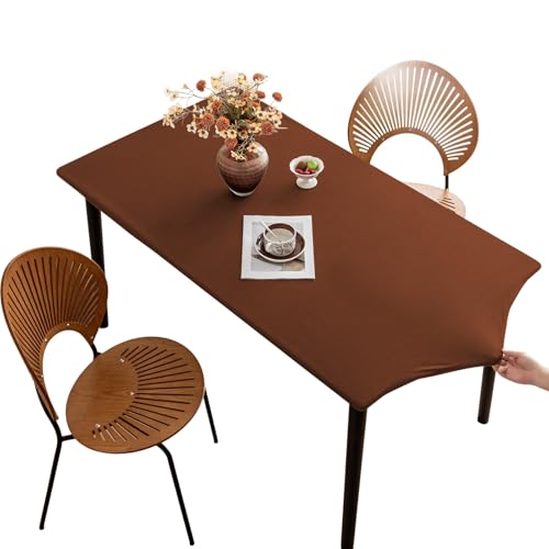 Tischdecke rutschfeste mit Gummizug, Polyester Abwischbar Tischdecke, Elastisch Wasserdicht Schmutzabweisend Tischdecken für Esstisch, Garten, innen, draußen(Yellow,60 x 60 cm) von ZDSDZSD