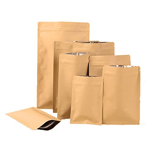 Bäckereibeutel, Lebensmittelbeutel, 100 Stück, Kraft-Aluminiumfolie, verschließbare Beutel zur Aufbewahrung, Druckverschluss-Top, 5,5 mm, flacher Heißsiegelsauger (23 x 35 cm) von ZDUD