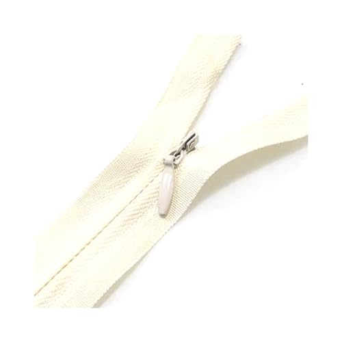 Offene Reißverschlüsse, 10 Stück, 28–80 cm, 3#, unsichtbarer Nylon-Reißverschluss, geschlossener Reißverschluss for Kleider, DIY-Kissen, Brieftaschen, Kleidung, Nähzubehör, Rot, 35(Beige,35cm) von ZDUD