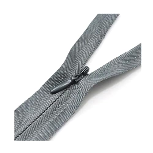 Offene Reißverschlüsse, 10 Stück, 28–80 cm, 3#, unsichtbarer Nylon-Reißverschluss, geschlossener Reißverschluss for Kleider, DIY-Kissen, Brieftaschen, Kleidung, Nähzubehör, Rot, 35(Dark Gray,50cm) von ZDUD