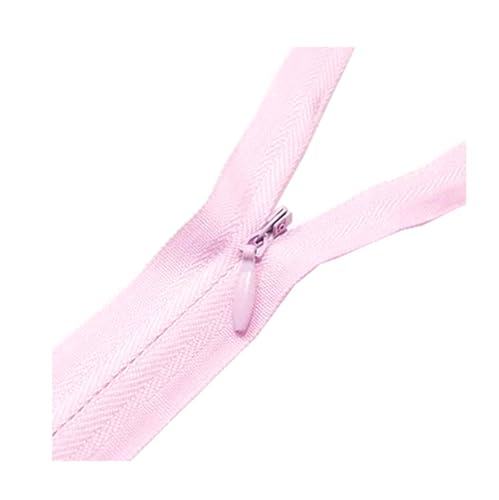 Offene Reißverschlüsse, 10 Stück, 28–80 cm, 3#, unsichtbarer Nylon-Reißverschluss, geschlossener Reißverschluss for Kleider, DIY-Kissen, Brieftaschen, Kleidung, Nähzubehör, Rot, 35(Pink,50cm) von ZDUD