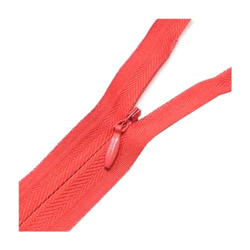 Offene Reißverschlüsse, 10 Stück, 28–80 cm, 3#, unsichtbarer Nylon-Reißverschluss, geschlossener Reißverschluss for Kleider, DIY-Kissen, Brieftaschen, Kleidung, Nähzubehör, Rot, 35(Red,28cm) von ZDUD