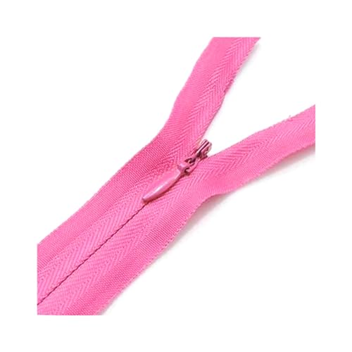 Offene Reißverschlüsse, 10 Stück, 28–80 cm, 3#, unsichtbarer Nylon-Reißverschluss, geschlossener Reißverschluss for Kleider, DIY-Kissen, Brieftaschen, Kleidung, Nähzubehör, Rot, 35(Rose Red,55cm) von ZDUD