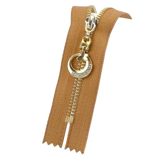 Offene Reißverschlüsse, 4 Stück geschlossene 3# 15/18/20/25/30 cm Metallreißverschluss Gold-Silber-Zahnreißverschluss, 20(ZA005BrownGold,25cm) von ZDUD